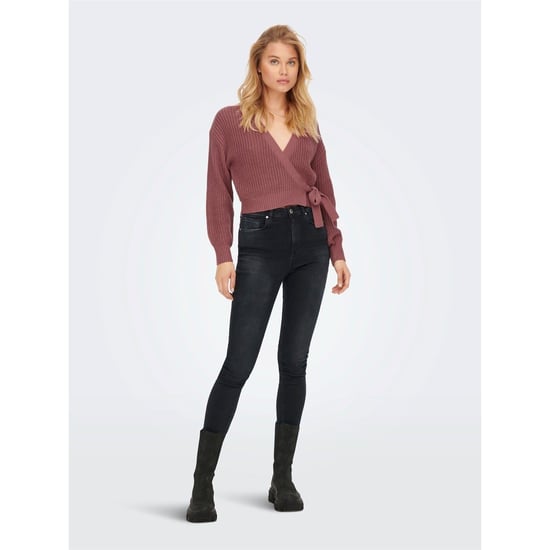 Women's Only Cropped V-Neck Relaxed Fit Sweater in Nostalgia Rose - Image 3
