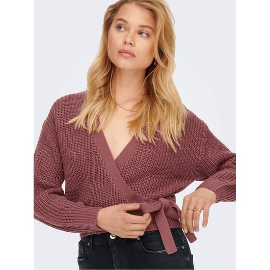 Women's Only Cropped V-Neck Relaxed Fit Sweater in Nostalgia Rose - Image 5