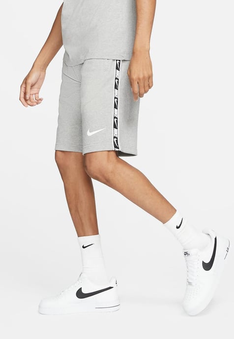 Nike Mens Tracksuit Tape T Shirt Tape Shorts Set in Grey/Grey - Image 6