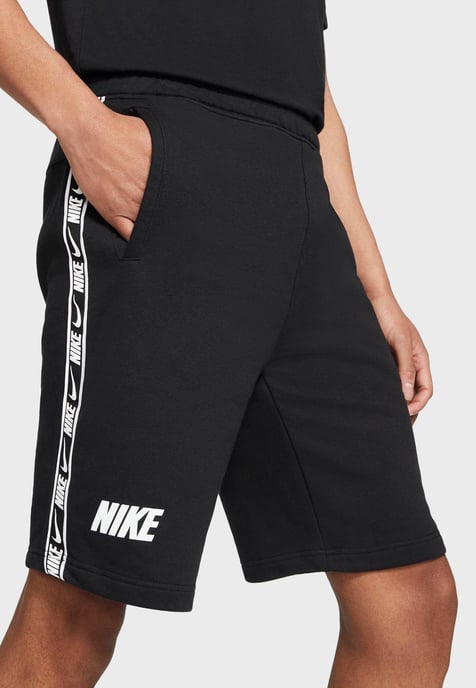 Nike Mens Tracksuit Tape T Shirt Tape Shorts Set in Grey/Black - Image 5