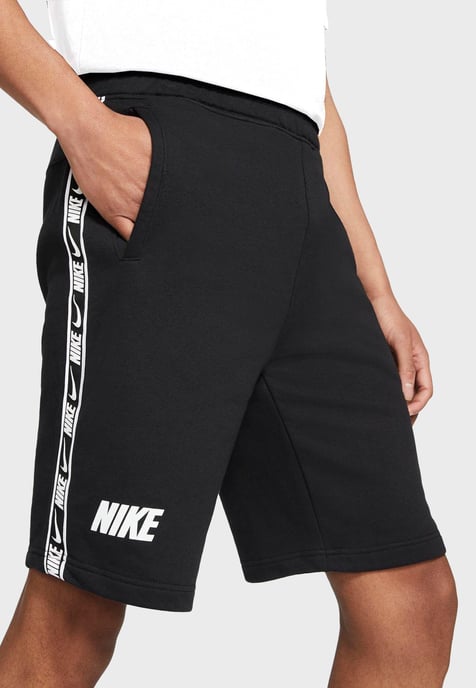 Nike Mens Tracksuit Tape T Shirt Tape Shorts Set in White/Black - Image 4