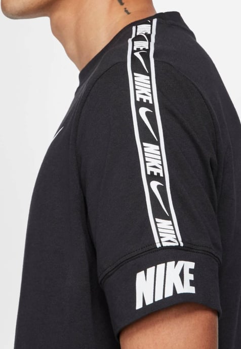 Nike Mens Tracksuit Tape T Shirt Tape Shorts Set in Black/Black - Image 3