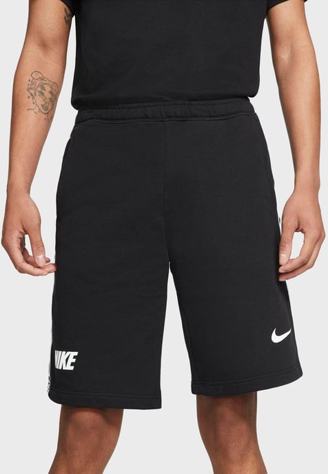 Nike Mens Tracksuit Tape T Shirt Tape Shorts Set in Black/Black - Image 6
