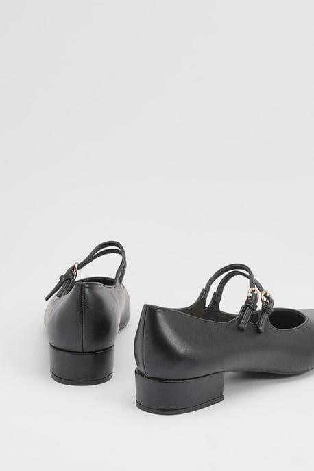 Good For The Sole Maxine Faux Leather Double Buckle Low Block Heel Ballerinas - Image 2