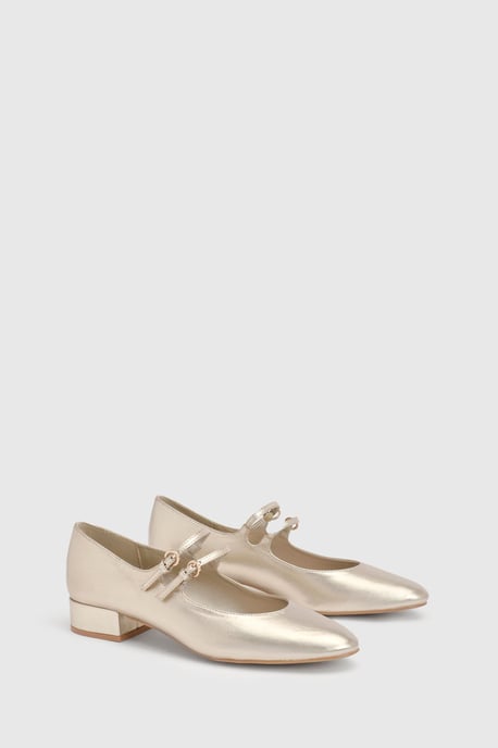Good For The Sole Maxine Faux Leather Double Buckle Low Block Heel Ballerinas - Image 2