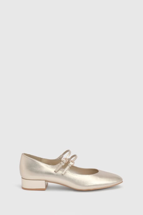 Good For The Sole Maxine Faux Leather Double Buckle Low Block Heel Ballerinas - Image 3