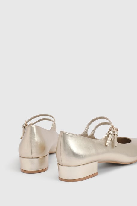 Good For The Sole Maxine Faux Leather Double Buckle Low Block Heel Ballerinas - Image 4