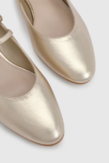 Good For The Sole Maxine Faux Leather Double Buckle Low Block Heel Ballerinas - Image 5