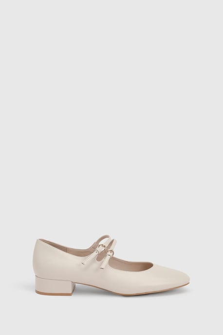 Good For The Sole Maxine Faux Leather Double Buckle Low Block Heel Ballerinas - Image 2
