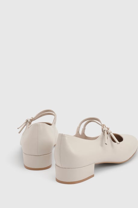 Good For The Sole Maxine Faux Leather Double Buckle Low Block Heel Ballerinas - Image 3