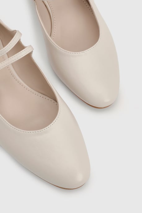 Good For The Sole Maxine Faux Leather Double Buckle Low Block Heel Ballerinas - Image 4