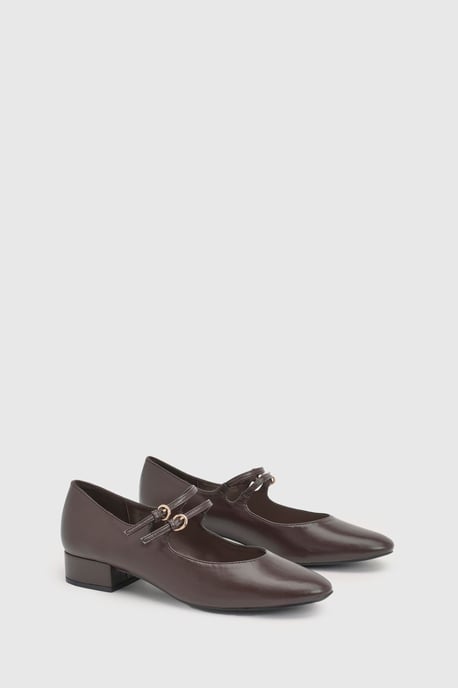 Good For The Sole Maxine Faux Leather Double Buckle Low Block Heel Ballerinas - Image 3