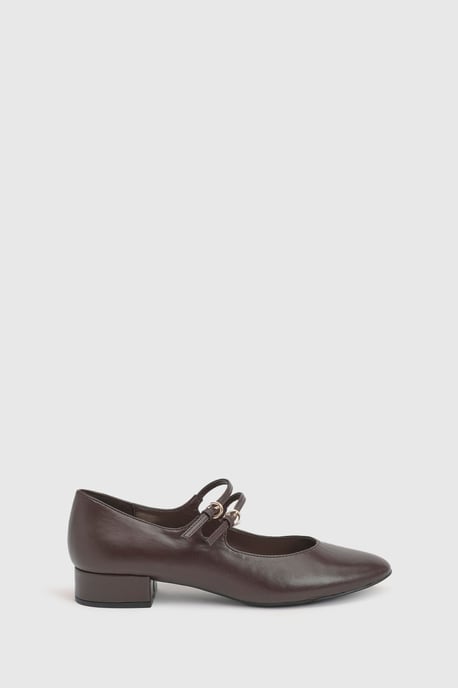 Good For The Sole Maxine Faux Leather Double Buckle Low Block Heel Ballerinas - Image 4
