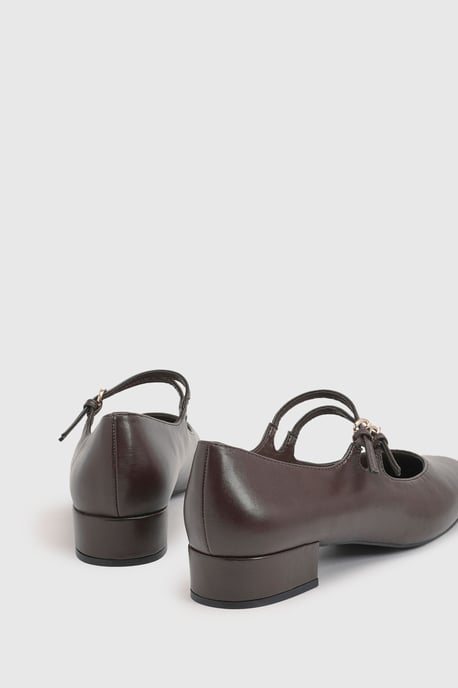 Good For The Sole Maxine Faux Leather Double Buckle Low Block Heel Ballerinas - Image 5