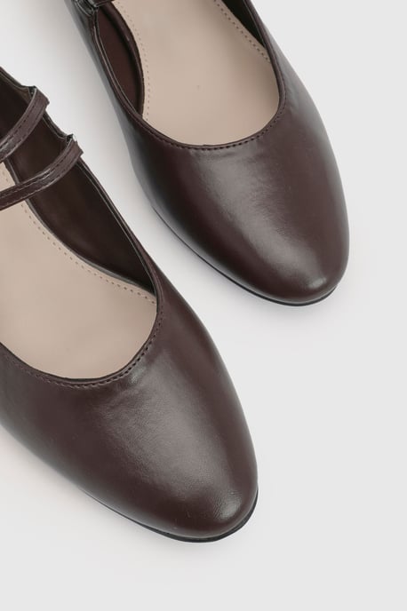 Good For The Sole Maxine Faux Leather Double Buckle Low Block Heel Ballerinas - Image 6