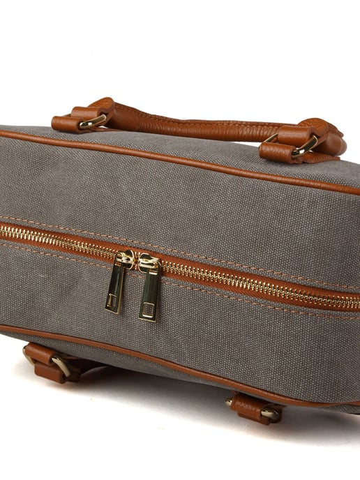 Giulia Monti Shoulder Bag Gray Beige Golden Brown - Image 4