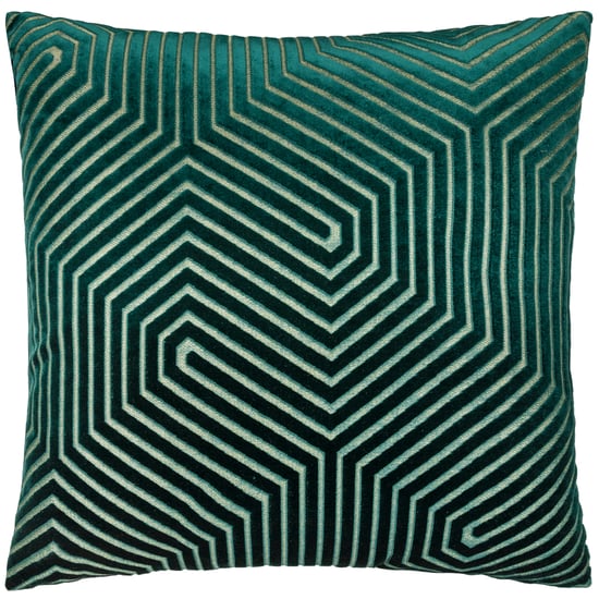 Paoletti Evoke Cut Velvet Cushion Cover, Emerald - Image 2