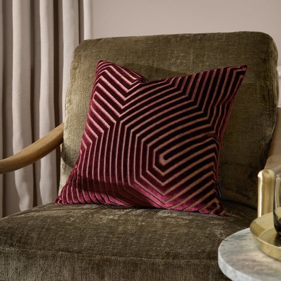 Paoletti Evoke Cut Velvet Cushion Cover, Burgundy - Image 1