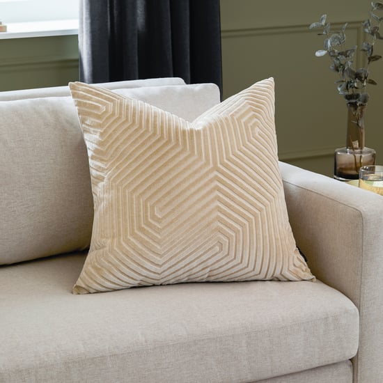 Paoletti Evoke Cut Velvet Cushion Cover, Ivory - Image 1