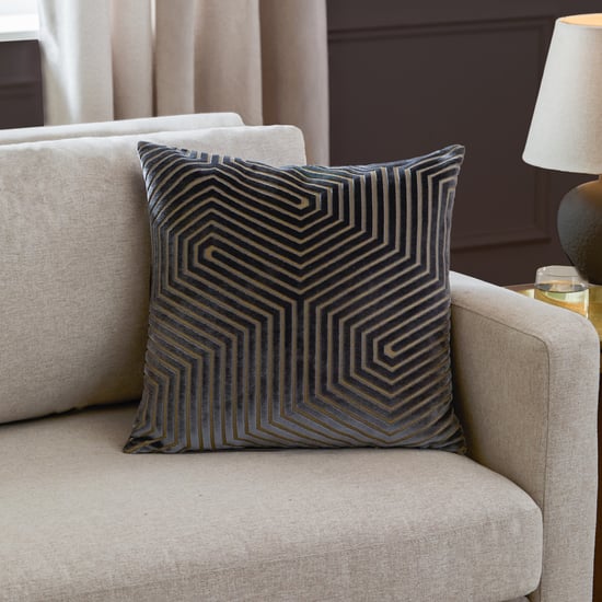 Paoletti Evoke Cut Velvet Cushion Cover, Charcoal - Image 1