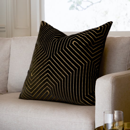 Paoletti Evoke Cut Velvet Cushion Cover, Black - Image 1