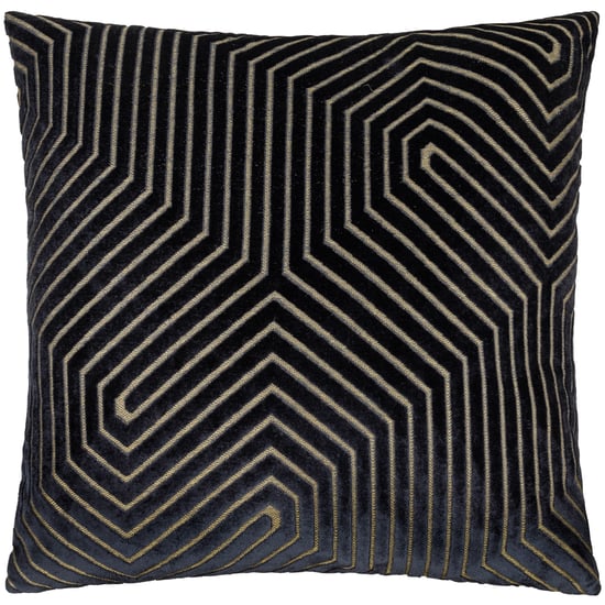 Paoletti Evoke Cut Velvet Cushion Cover, Black - Image 2