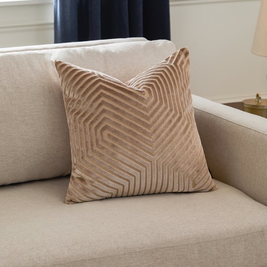 Paoletti Evoke Cut Velvet Cushion Cover, Mink - Image 1