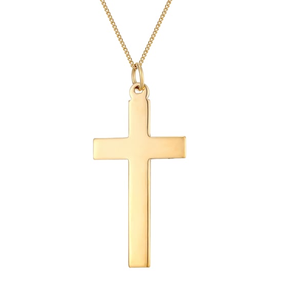 Rolled Gold Large Plain Cross Pendant Necklace - Image 1
