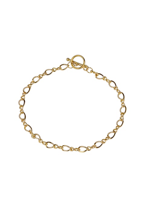 7" Rolled Gold Oval Link T-Bar Bracelet - Image 1