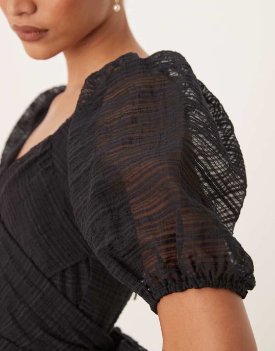 Nobody's Child Sadie puff sleeve midi dress in black - Image 3