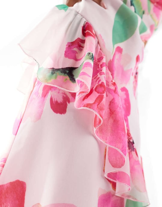 ASOS DESIGN flutter sleeve midi dress with front frill split in print - Image 4