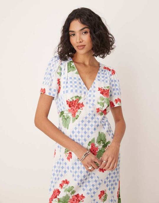 Nobody's Child Flora midi tea dress in geranium floral - Image 2