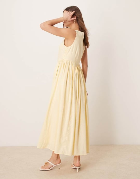 Nobody's Child Cora scoop neck cami midi dress in yellow - Image 2
