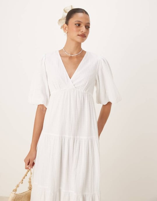 Nobody's Child Roselena tiered midi dress in white - Image 4
