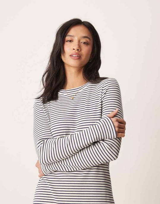 Nobody's Child Petite ribbed column maxi dress in mono stripe - Image 3