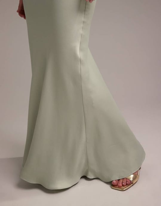 ASOS DESIGN Bridesmaid satin square neck maxi dress in light green - Image 2