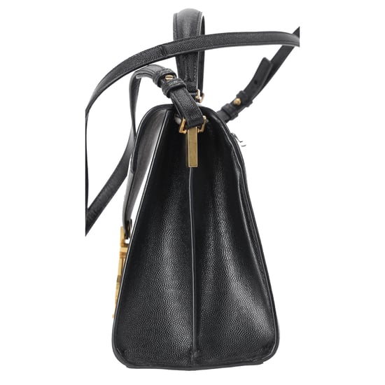 Saint Laurent Cassandra Medium Top Handle Bag in Black Leather - Image 3