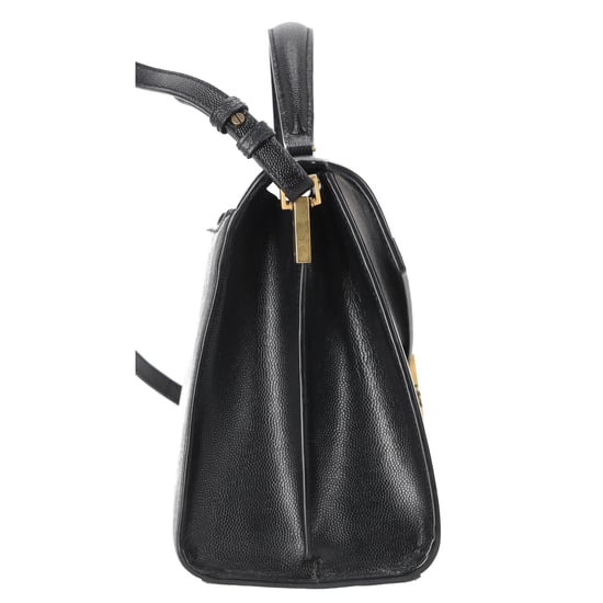 Saint Laurent Cassandra Medium Top Handle Bag in Black Leather - Image 4