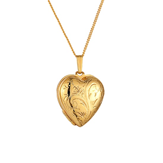 28mm Rolled Gold Vintage-Style Heart Locket Necklace - Image 1