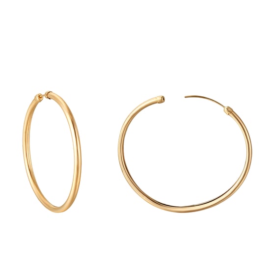 45mm Rolled Gold Tube Hoop Earrings - Image 1