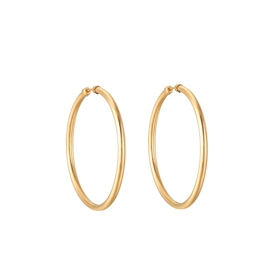 45mm Rolled Gold Tube Hoop Earrings - Image 2