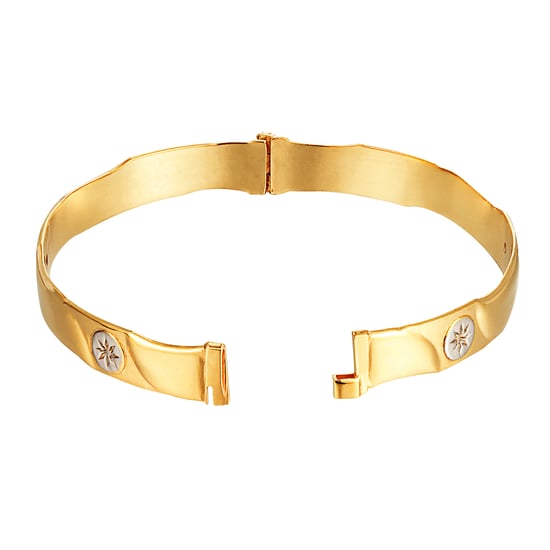 Rolled Gold Two-Tone Diamond Starburst Wave Bangle - Image 1