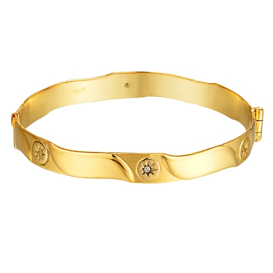 Rolled Gold Diamond Starburst Wave Bangle - Image 1