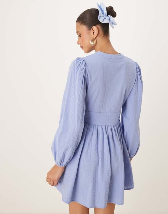 Nobody's Child Starlight long sleeve mini dress in light blue - Image 3