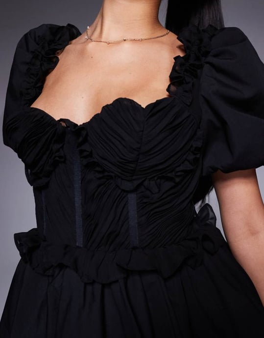 ASOS LUXE organza and poplin mix heart bust mini dress black
