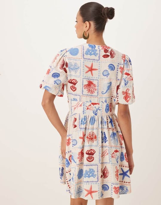 Nobody's Child Starlight short sleeve mini dress in shell tile print - Image 3