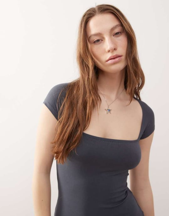 Motel keitha square neck mini dress in ocean storm - Image 2