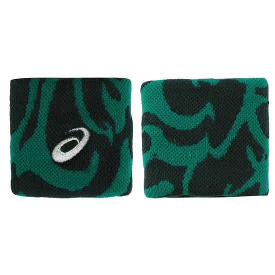 Asics Graphic Black/Green Wristband - Image 3