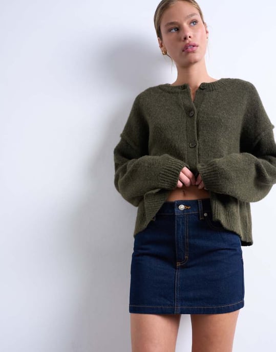 Topshop denim pelmet mini skirt in raw look indigo - Image 1
