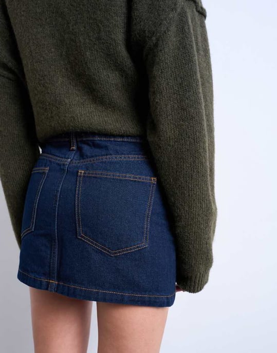 Topshop denim pelmet mini skirt in raw look indigo - Image 3